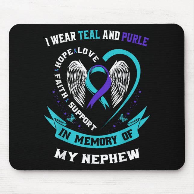 Mousepad Eu Uso Verde Turquesa E Roxo Para a Consciência do (Frente)