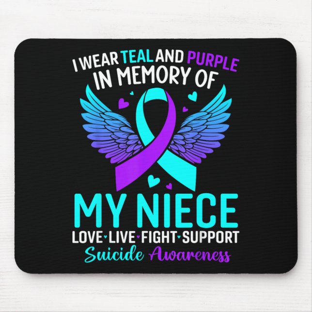 Mousepad Eu Uso Verde Turquesa E Roxo Para a Prevenção pela (Frente)