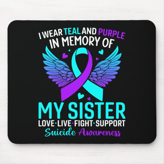 Mousepad Eu Uso Verde Turquesa E Roxo Para a Prevenção Pela (Frente)