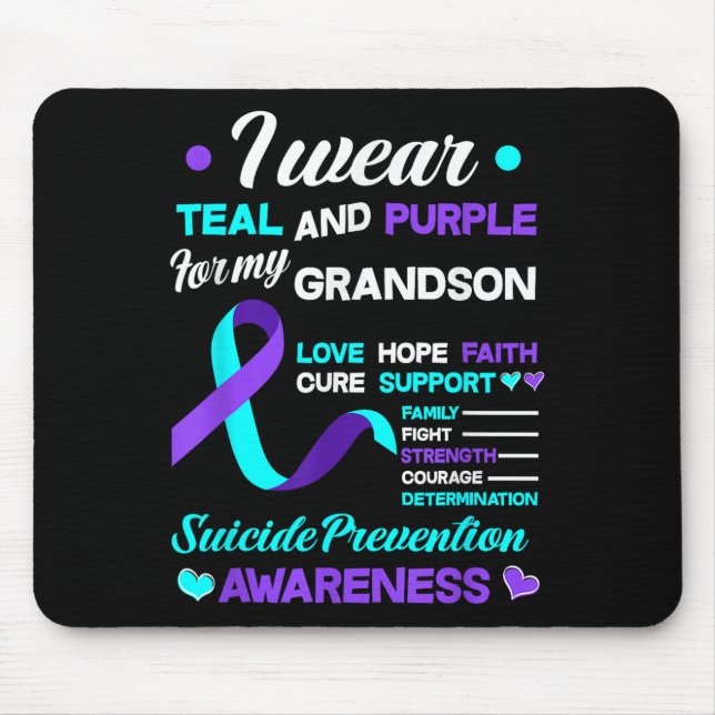 Mousepad Eu Uso Verde Turquesa e Roxo Pelo Suicídio Do Meu  (Frente)