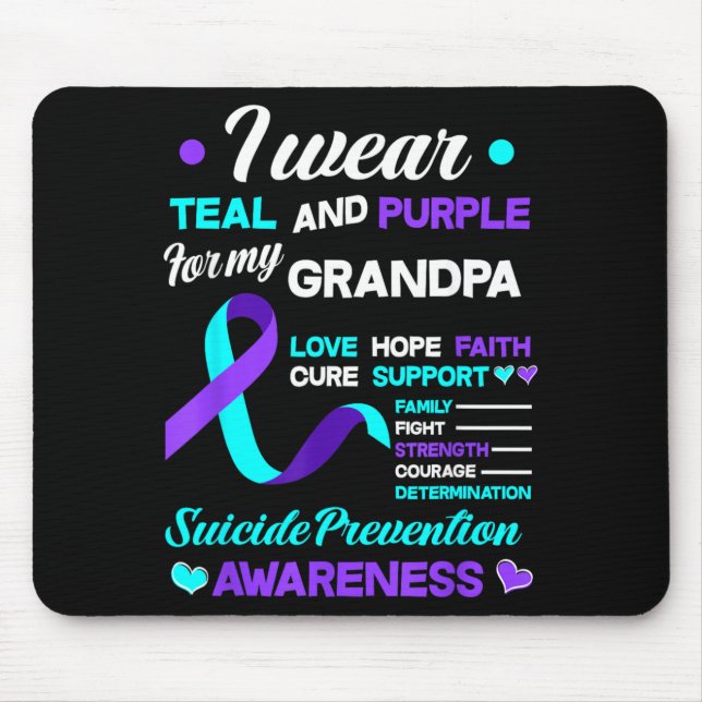 Mousepad Eu Uso Verde Turquesa Roxo Pela Prevenção Do Meu A (Frente)