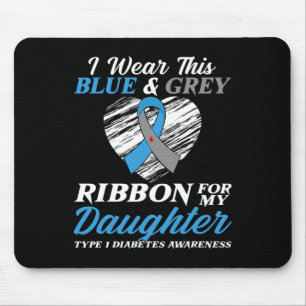 Mousepad Eu Visto Azul e Cinza Para Minha Filha Diabete Tip