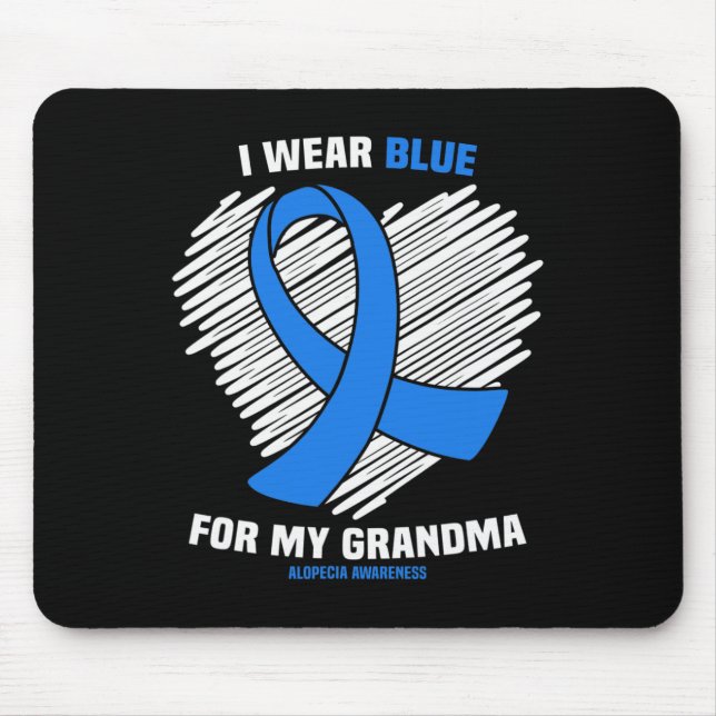 Mousepad Eu Visto Azul Para Minha Avó Alopecia Consciência (Frente)