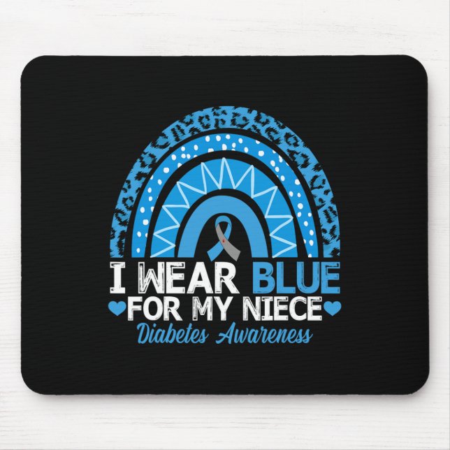 Mousepad Eu Visto Azul Para Minha Consciência Da Diabetes T (Frente)