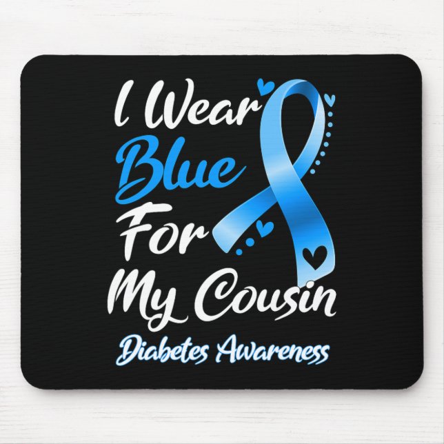 Mousepad Eu Visto Azul Para Minha Consciência Diabetes Ribb (Frente)