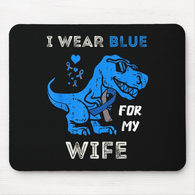 Mousepad Eu Visto Azul Para Minha Esposa T Rex Dino Diabete (Frente)