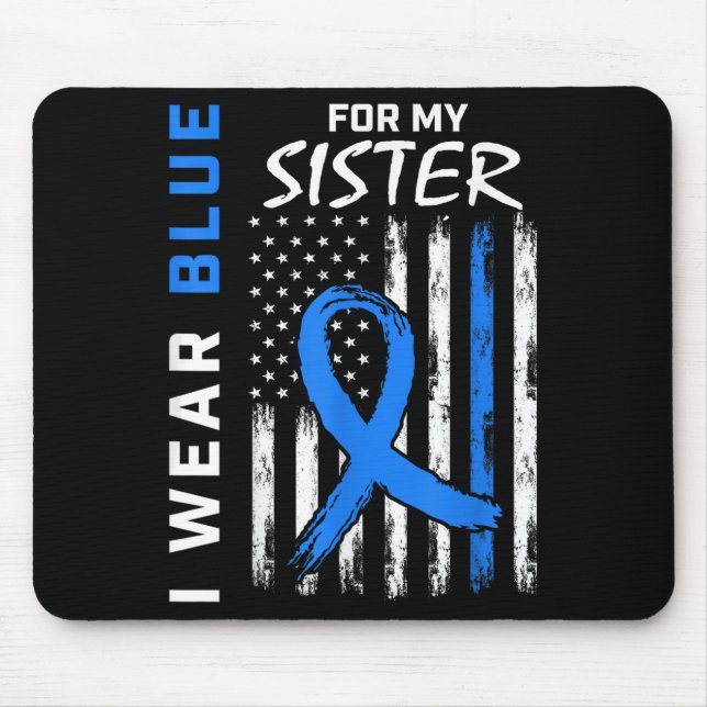 Mousepad Eu Visto Azul Para Minha Irmã Diabetes Sensibiliza (Frente)