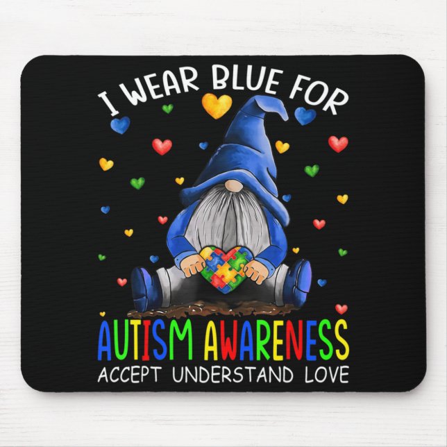 Mousepad Eu Visto Azul Para O Reconhecimento Autismo Entend (Frente)