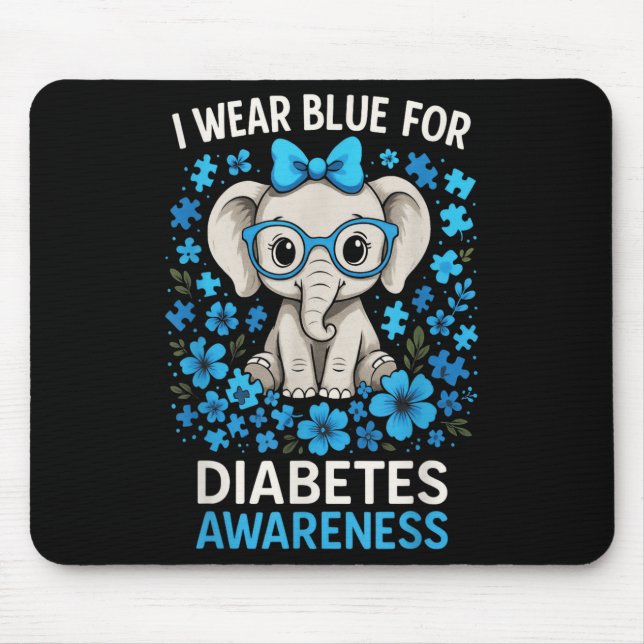 Mousepad Eu Visto Azul Para Sensibilização Para Diabetes -  (Frente)