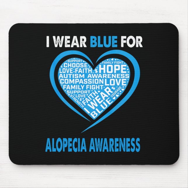 Mousepad Eu Visto Azul Por Alopecia Consciência Fé Esperanç (Frente)