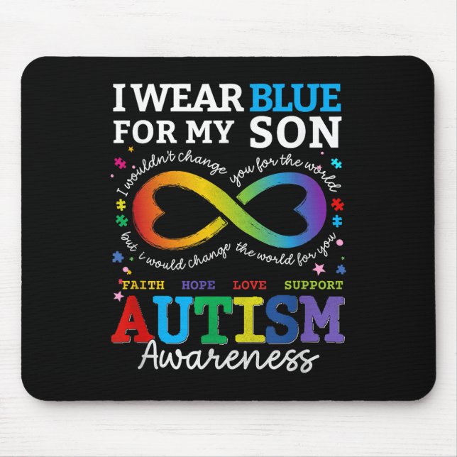 Mousepad Eu Visto Blues Para Meu Filho Autismo Consciência  (Frente)