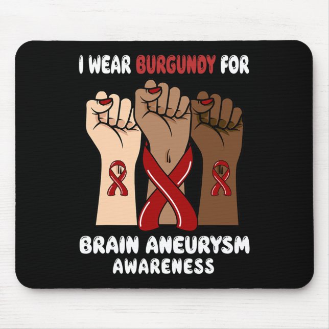 Mousepad Eu Visto Burgundy Para a consciência do aneurisma  (Frente)
