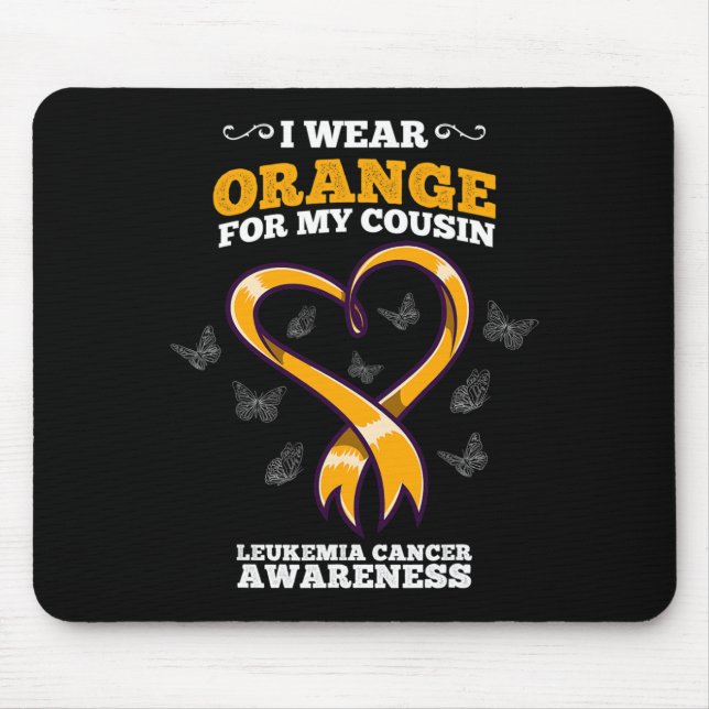 Mousepad Eu Visto Laranja Primo Leucemia Cancer Consciência (Frente)