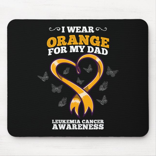 Mousepad Eu Visto Pai Laranja Leucemia Cancer Sensibilizaçã (Frente)