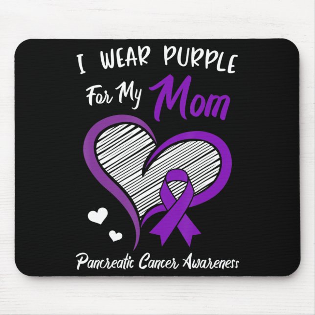 Mousepad Eu visto Roxo para a minha mãe Câncer de pâncreas  (Frente)