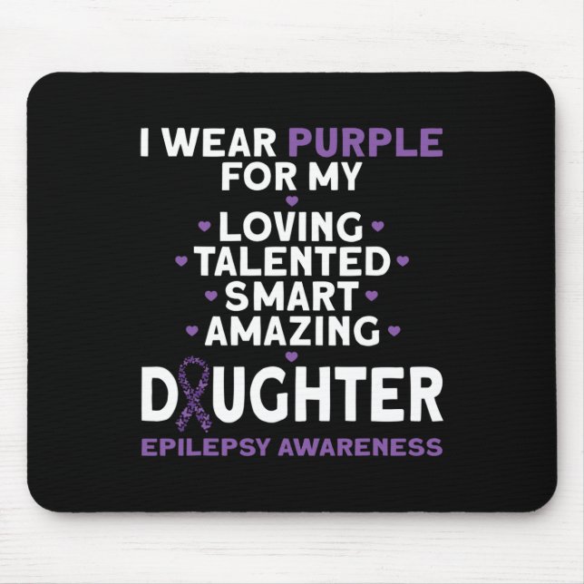 Mousepad Eu Visto Roxo Para Minha Filha Sensibilização Epil (Frente)