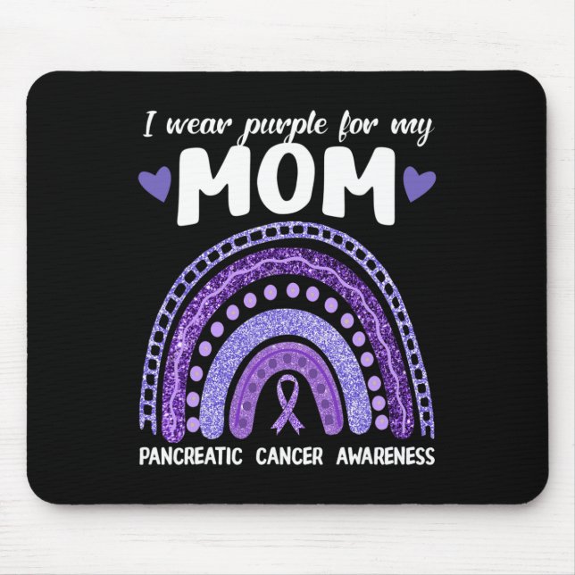 Mousepad Eu Visto Roxo Para Minha Mãe Câncer de pâncreas Ar (Frente)