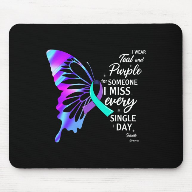 Mousepad Eu Visto Roxo Teal Para A Prevenção Do Suicídio Em (Frente)