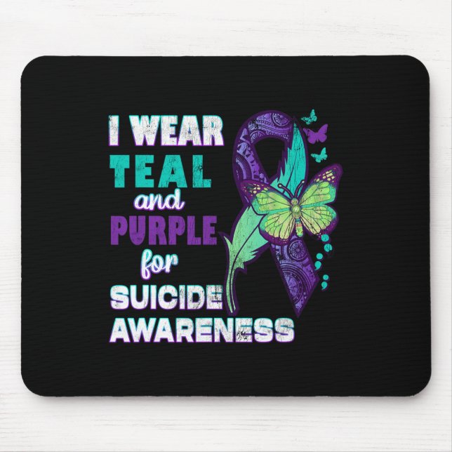 Mousepad Eu Visto Roxo Teal por Consciência Suicida Você Ma (Frente)