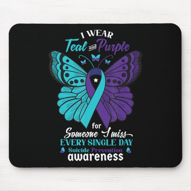 Mousepad Eu Visto Teal e Puro Suicídio Consciência Mental E (Frente)