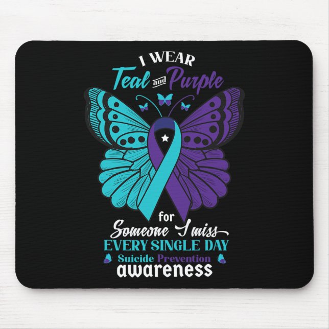 Mousepad Eu Visto Teal e Puro Suicídio Consciência Mental E (Frente)