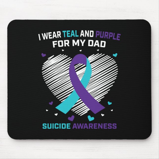 Mousepad Eu Visto Teal e Purple para a Consciência do Suicí (Frente)