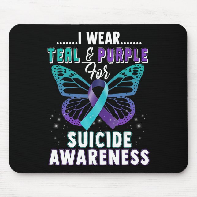 Mousepad Eu Visto Teal e Roxo Apoio à Consciência do Suicíd (Frente)