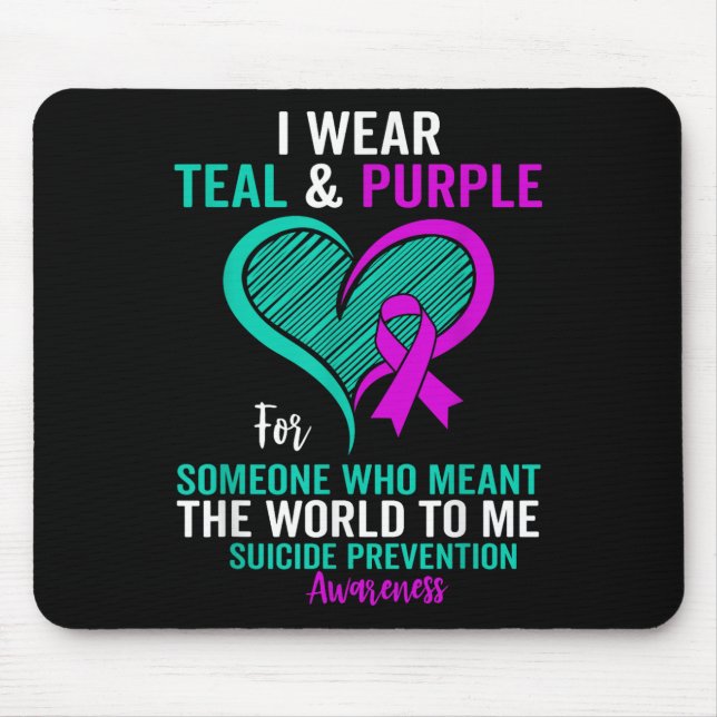 Mousepad Eu Visto Teal E Roxo Para A Prevenção Do Suicídio  (Frente)
