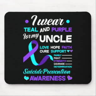 Mousepad Eu Visto Teal e Roxo Para O Meu Tio Suicídio Preve