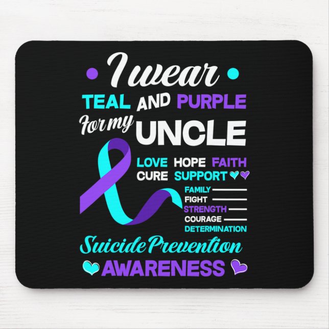 Mousepad Eu Visto Teal e Roxo Para O Meu Tio Suicídio Preve (Frente)