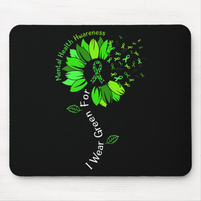 Mousepad Eu Visto Verde Para A Sensibilização Mental Para A (Frente)