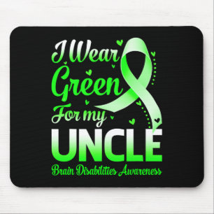 Mousepad Eu Visto Verde Para Meu Tio Cérebro Com Deficiênci