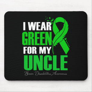 Mousepad Eu Visto Verde Para Meu Tio Cérebro Com Deficiênci