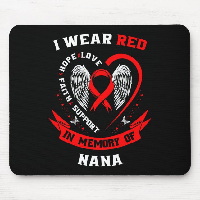 Mousepad Eu Visto Vermelho Em Memória Do Awarene Da Doença  (Frente)