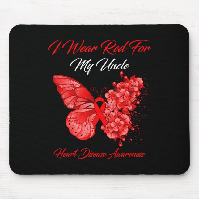 Mousepad Eu Visto Vermelho Para A Consciência Da Doença Car (Frente)