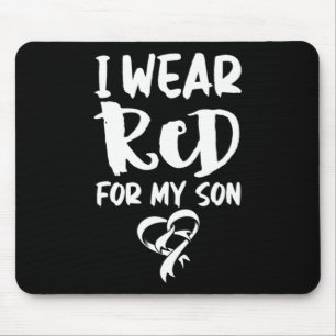 Mousepad Eu Visto Vermelho Para Minha Doença Cardíaca Filho