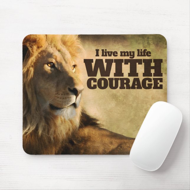 Mousepad "Eu vivo com coragem" Afirmação de Motivação (Com mouse)