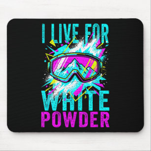 Mousepad Eu Vivo Pelo Pó Branco Esqui Retrô Anos 80 90