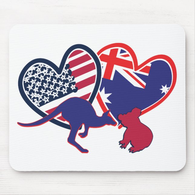 Mousepad EUA — Austrália-Apaixonado por Animais (Frente)