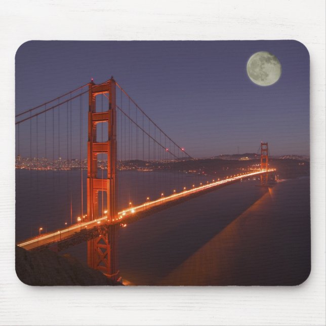 Mousepad EUA, Califórnia, Marin. Moonrise acima do (Frente)
