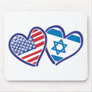 Mousepad EUA e bandeira do coração de Israel