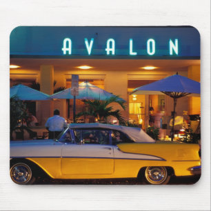 Mousepad EUA, FL, Miami, South Beach à noite.