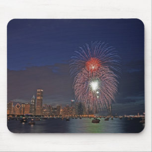 Mousepad EUA, Illinois, Chicago, fogos de artifício do Dia 