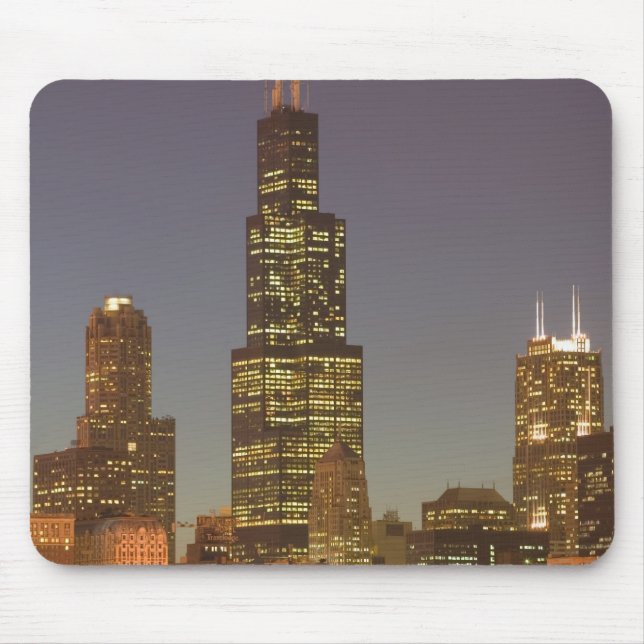 Mousepad EUA, Illinois, Chicago: Paisagem Urbana / Noite (Frente)