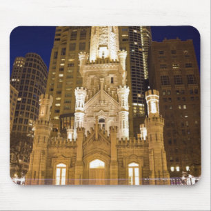 Mousepad EUA, Illinois, Chicago, torre de água iluminada