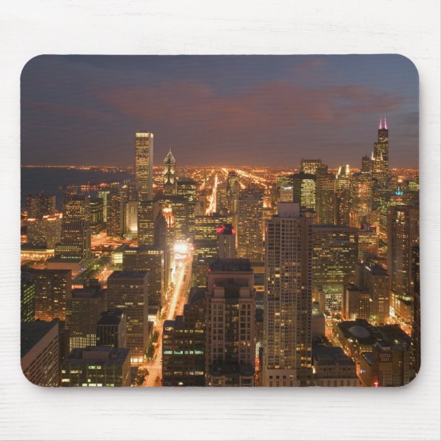 Mousepad EUA, Illinois, Chicago: Vista da Noite do Loop 2 (Frente)