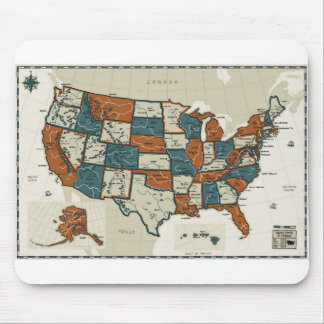 Mousepad EUA - Mapa do vintage