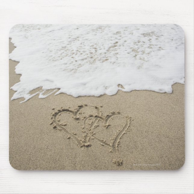 Mousepad EUA, Massachusetts, Hearts desenhados na praia are (Frente)
