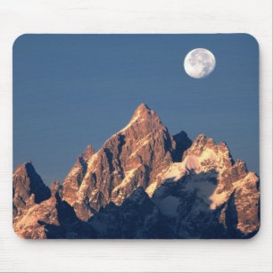 Mousepad EUA, Wyoming, Grand Teton NP. Uma lua cheia se põe