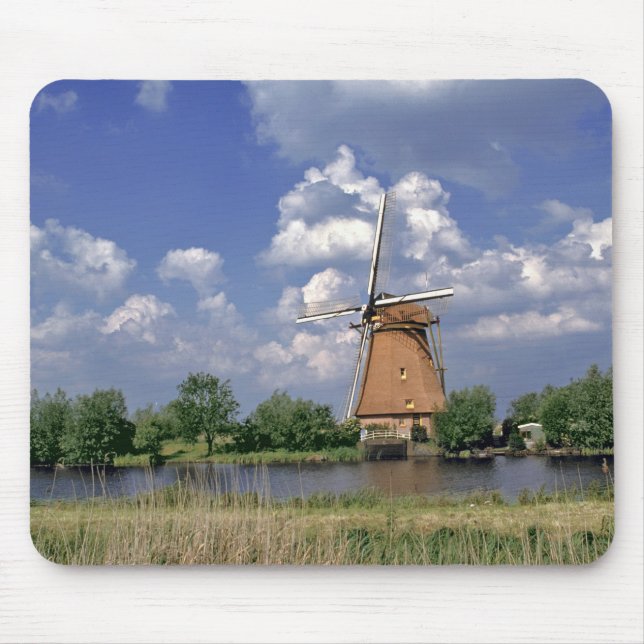 Mousepad Europa, Países Baixos, Kinerdijk. Um moinho senta (Frente)